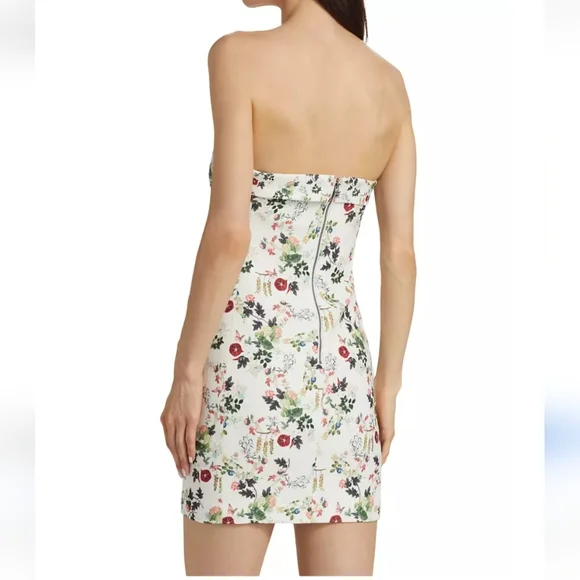 NWT Alice + Olivia Kelly Square Bust Floral Strapless Mini Spring Dress - Picture 2 of 9